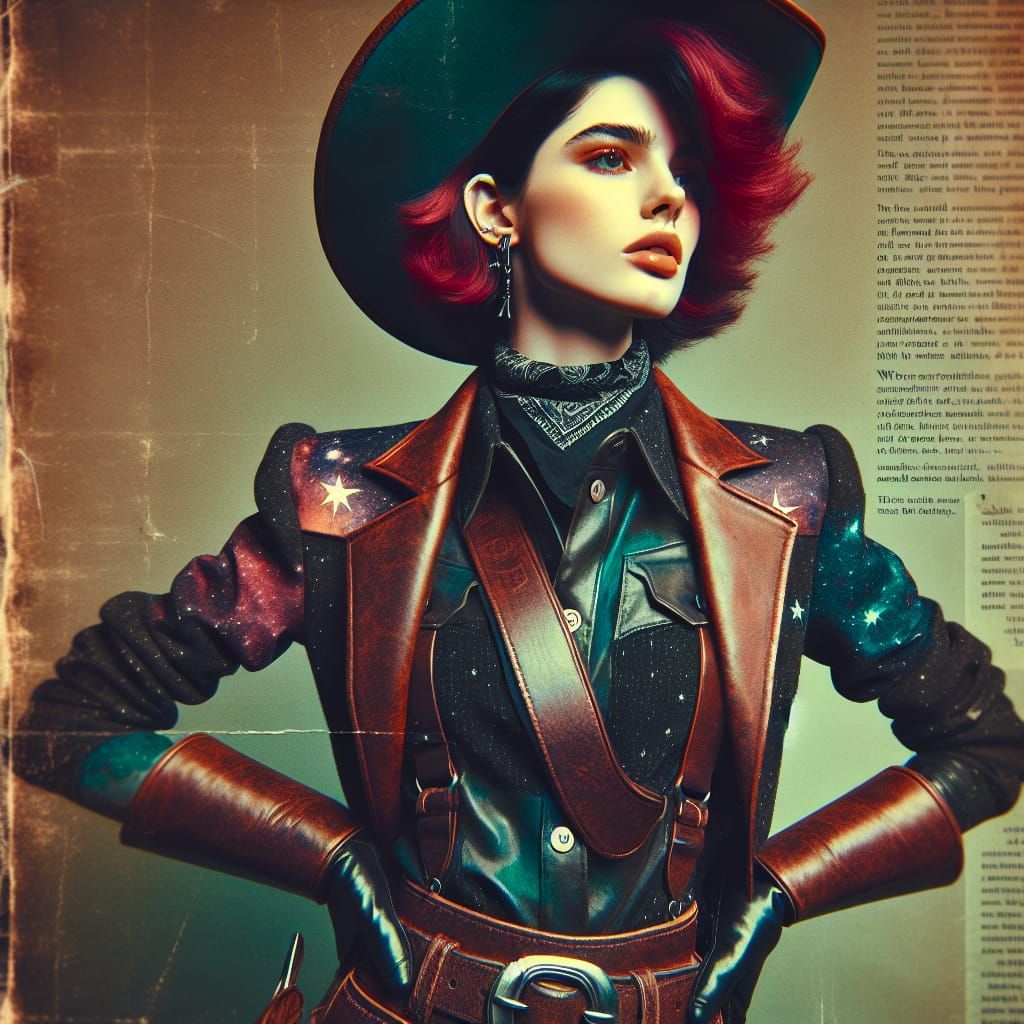 Urban Cowgirl in Retro-Futuristic Vintage Style