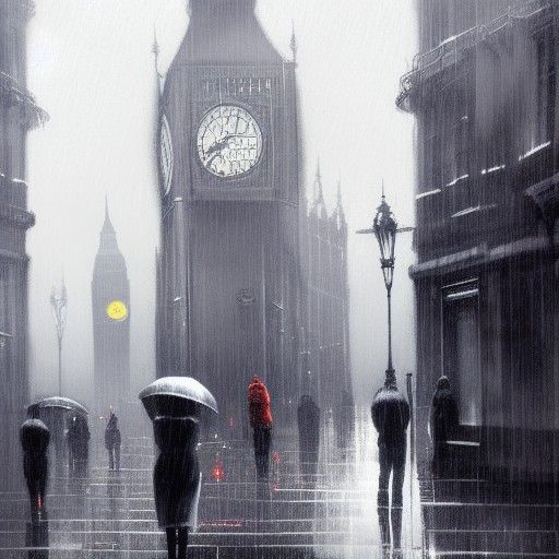 Rainy London Street Scene in Sinister Style