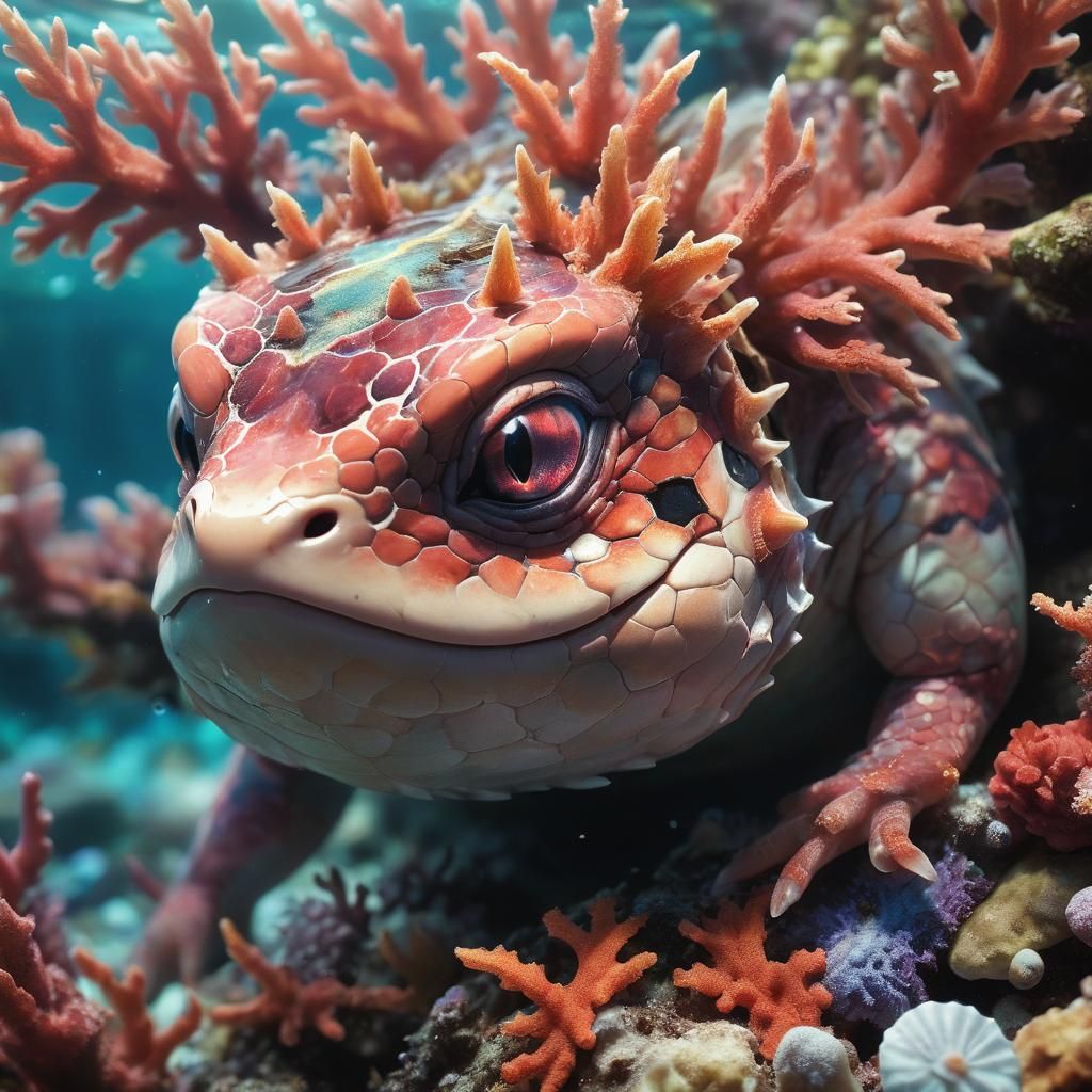 Slowking Pokemon in Coral Reef: Digital Wildlife Photography