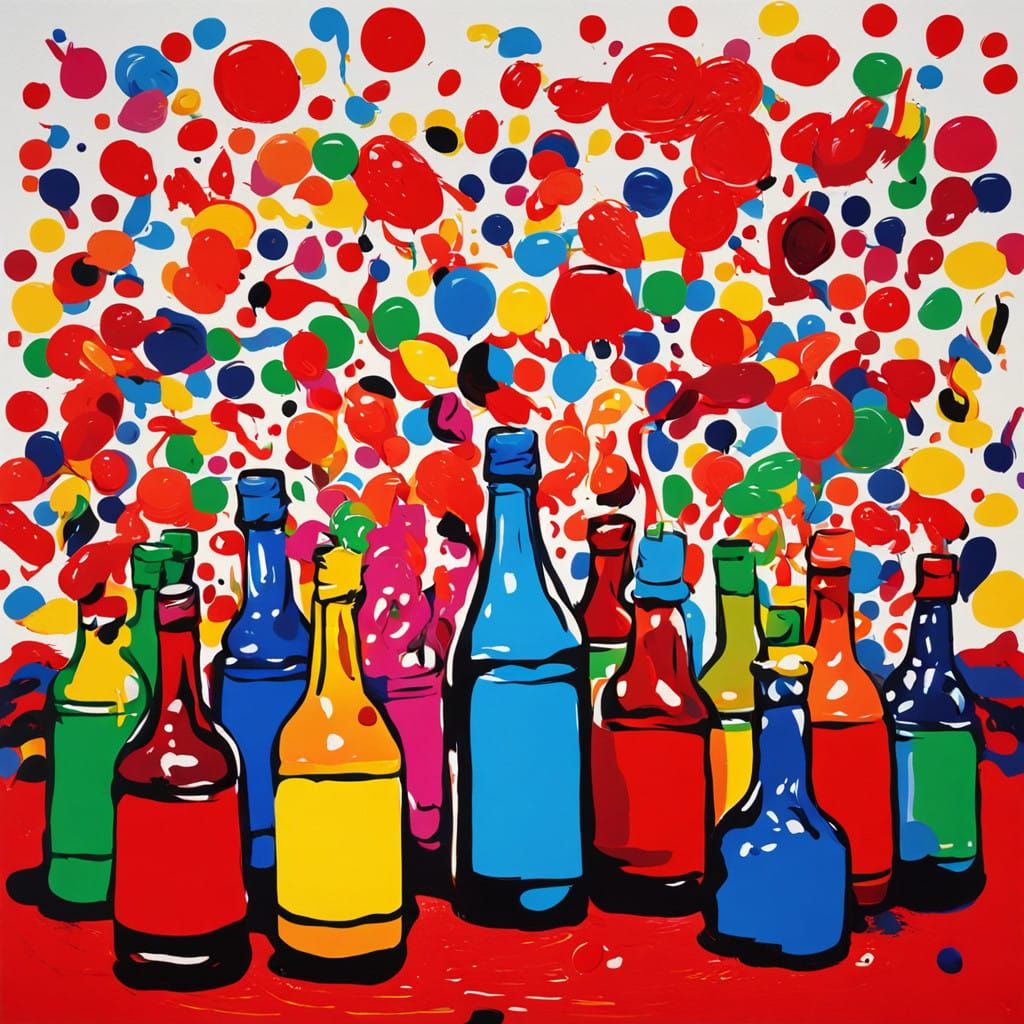 Vibrant Pop Art Scene with Daring Jugglers