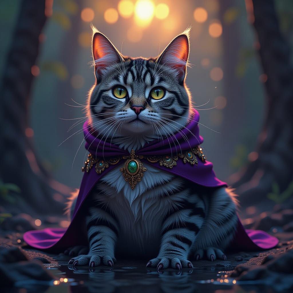 Mystical Cat-Frog Hybrid in Dark Fantasy Realm