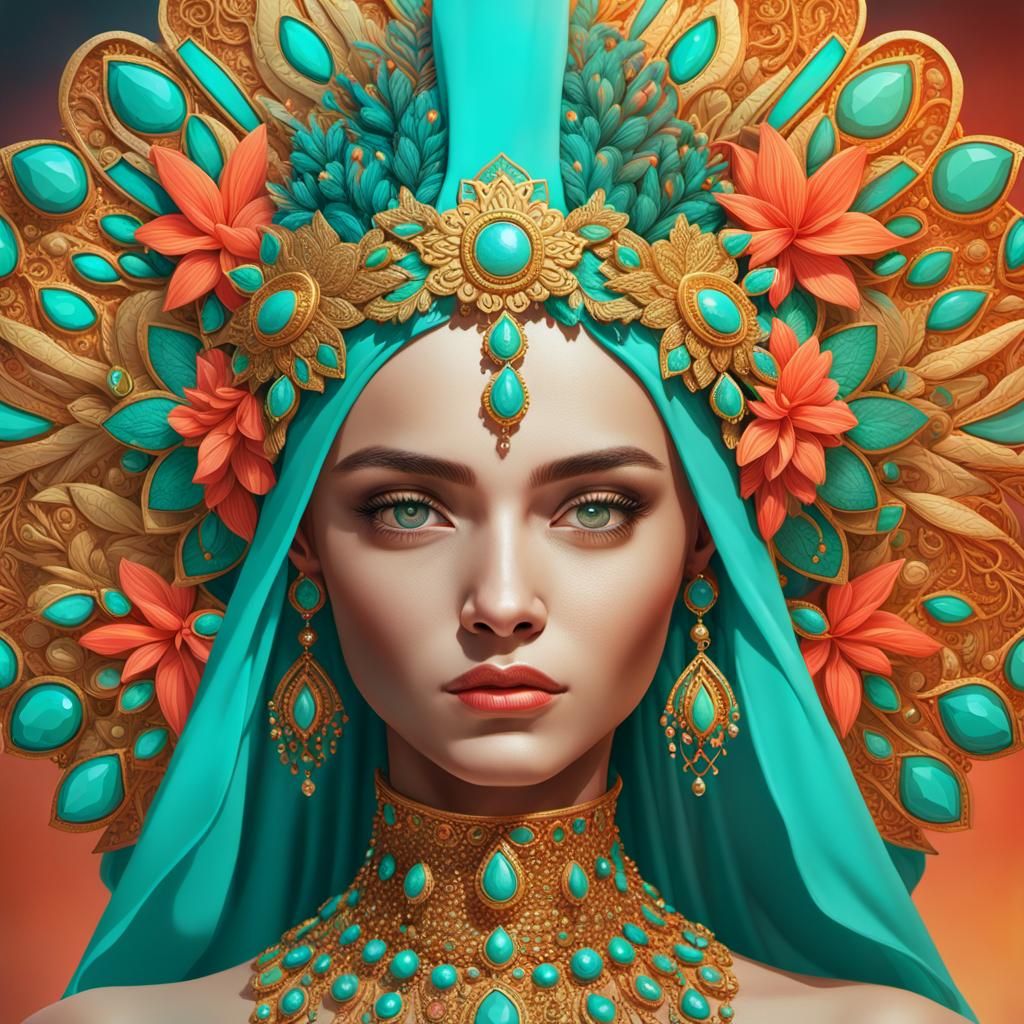 Elegant Woman Portrait in Hyperrealistic Digital Art