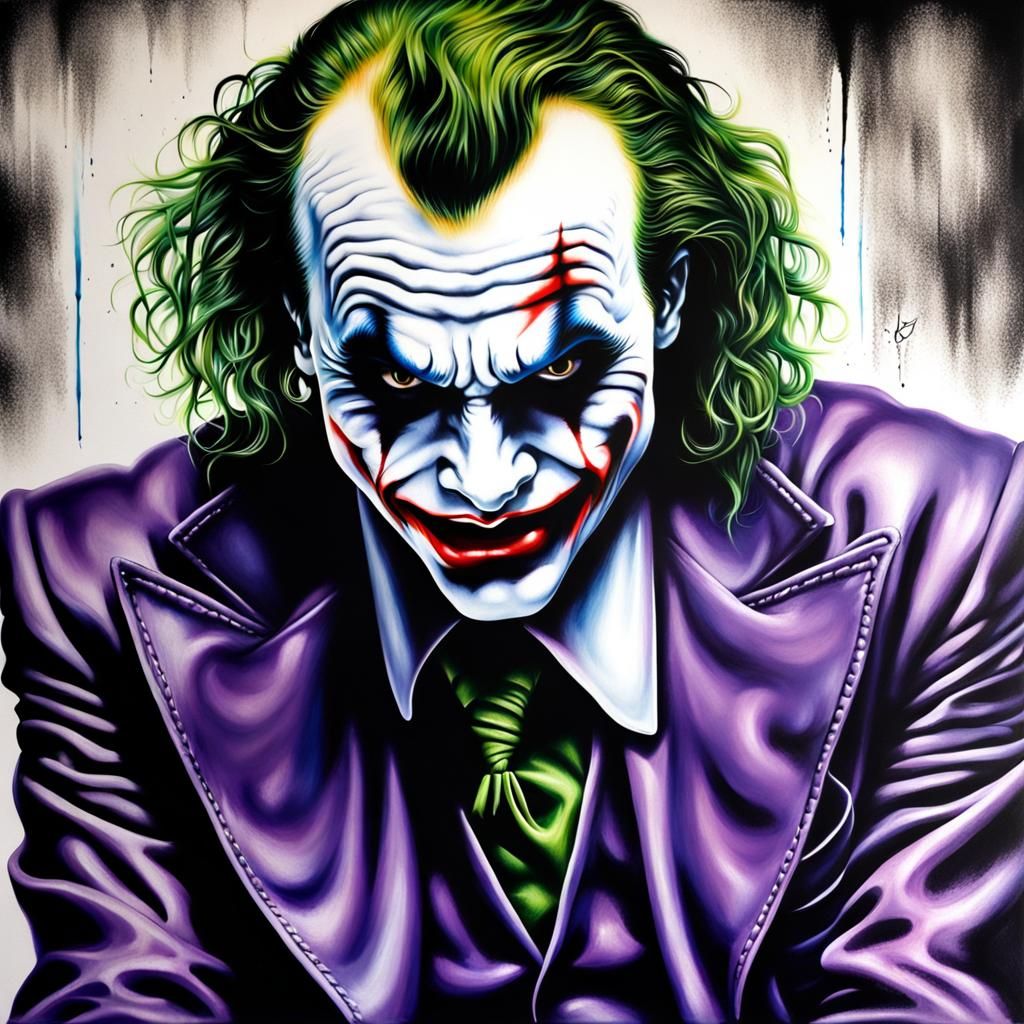 Detailed Airbrush Painting of The Joker