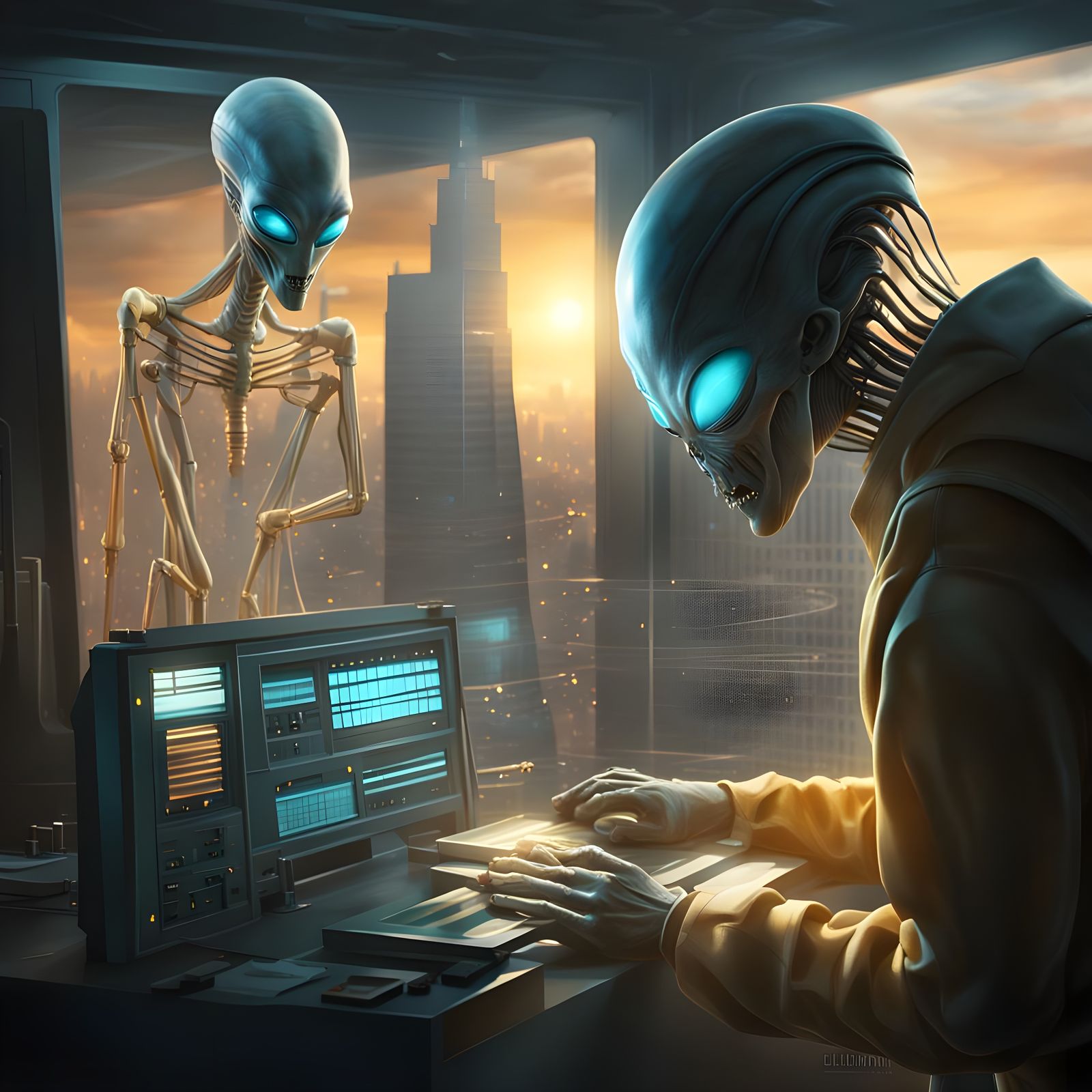 Alien in Laboratory: Detailed Matte Painting