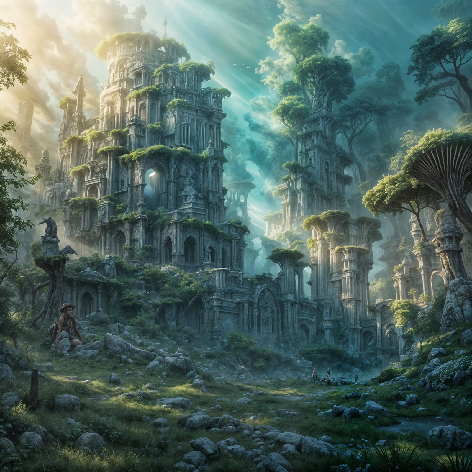 Detailed Matte Painting with Golden Hour Lighting