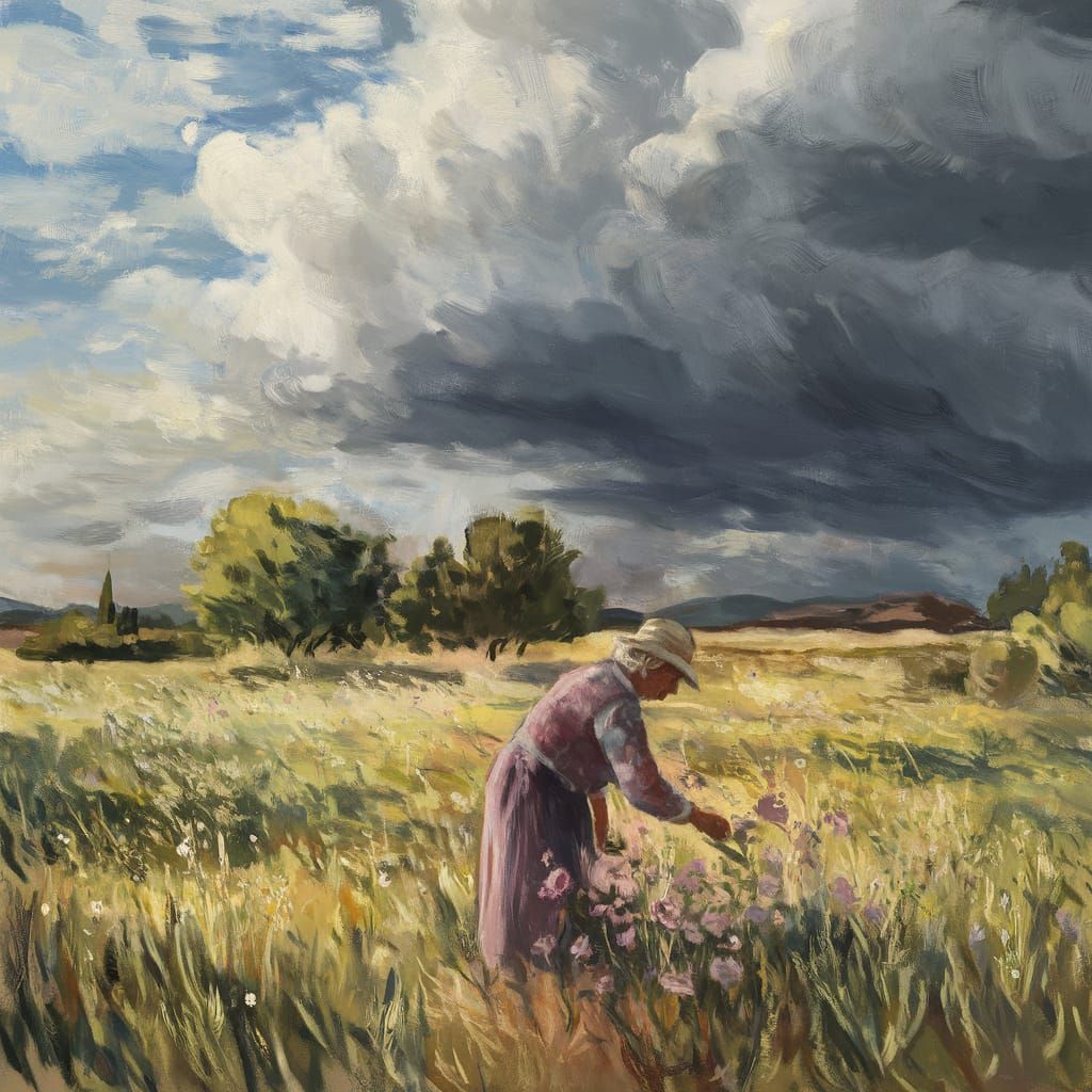 Loving Mother in a Whimsical 18th Century Landscape