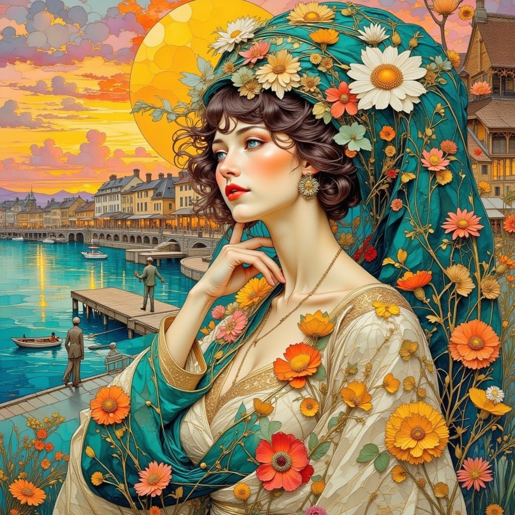 Surreal Dreamscape: Watercolor Sunrise Versus Sunset