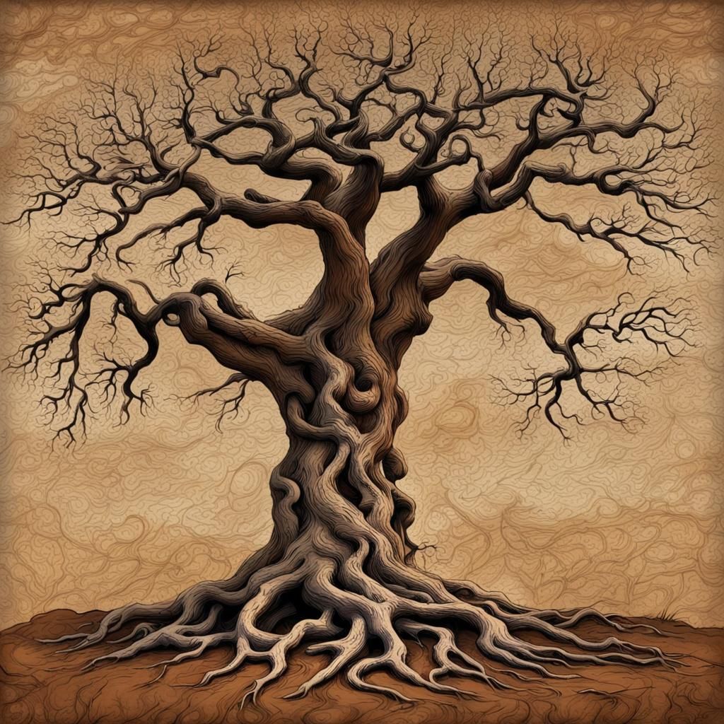 Weathered Tree Symbolizing Struggle and Resilience