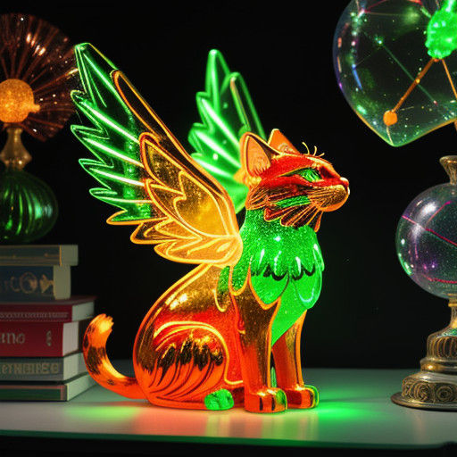 Vibrant Claymation Christmas Cat with Angel Wings