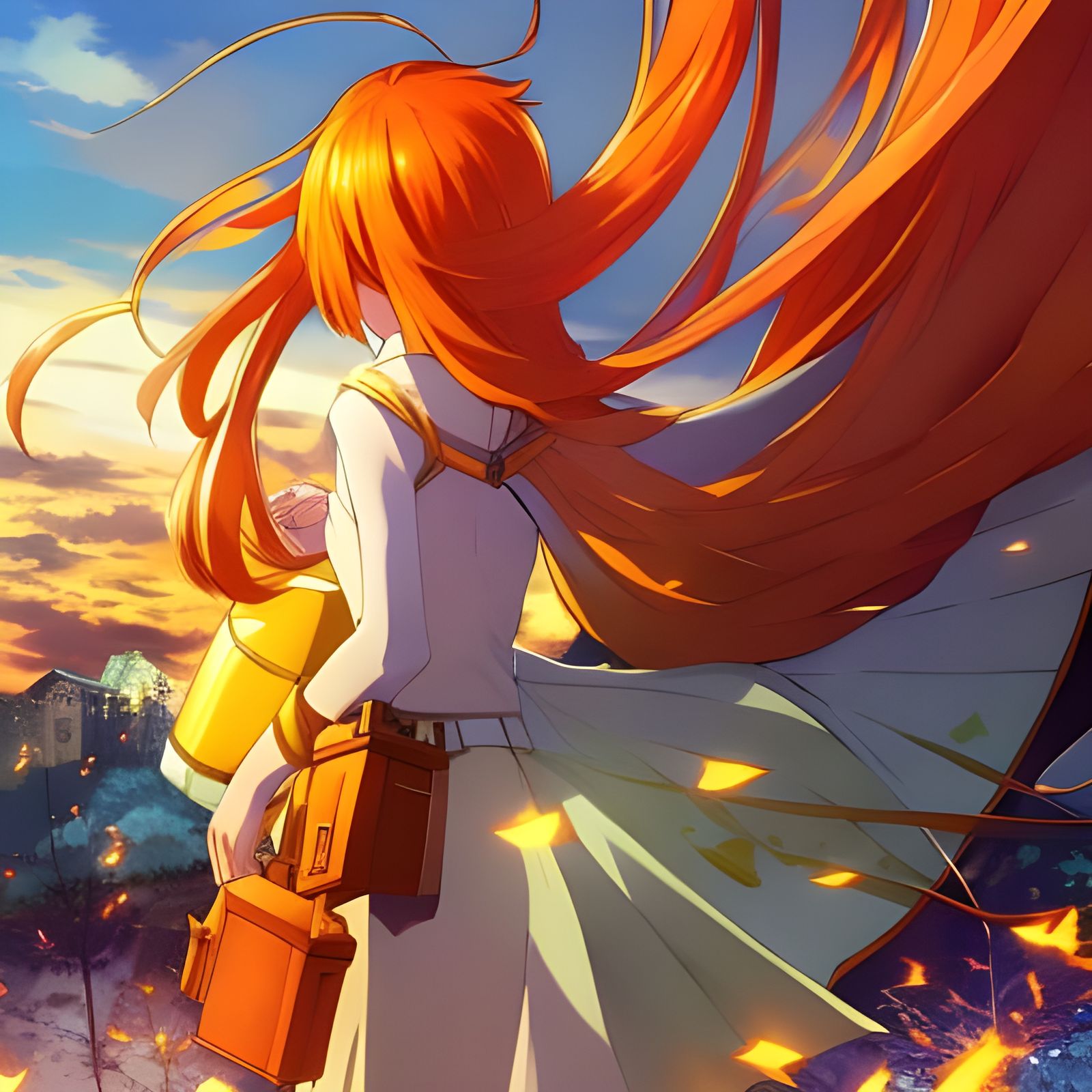 Anime Girl with Ginger Hair in Ghibli Style