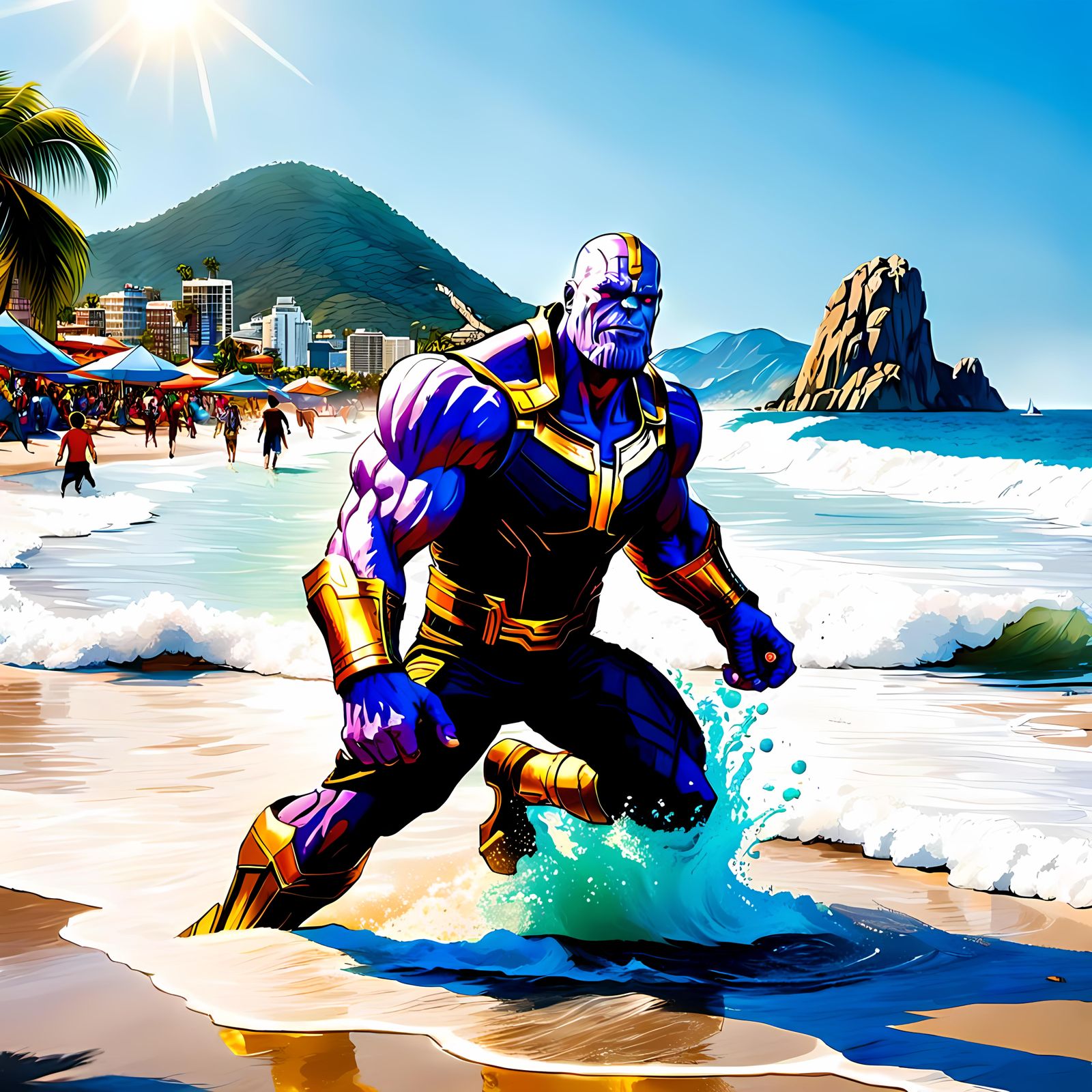 Thanos' Joyful Beach Day in Acapulco