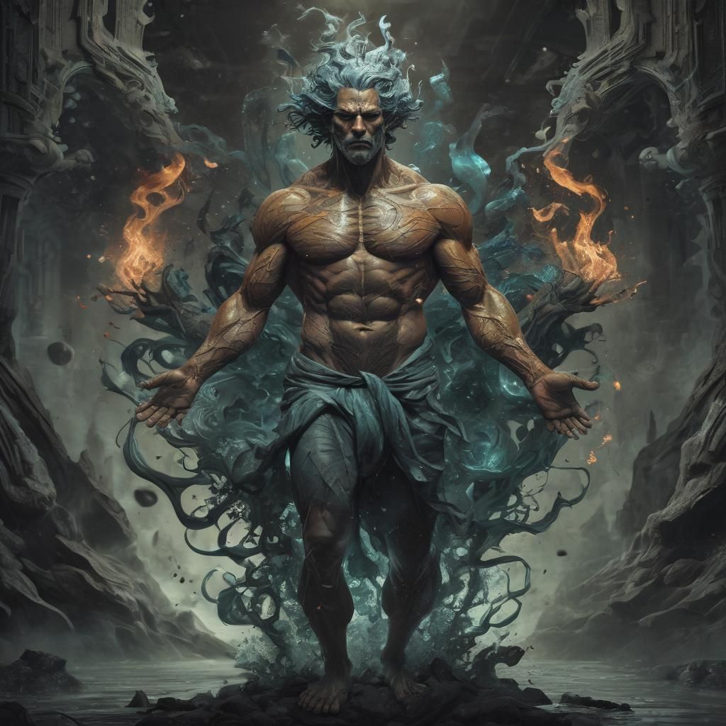 Elemental Man: Hyperdetailed Digital Illustration
