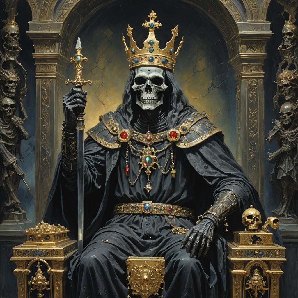 Lich in Marble Coffin as Oil Painting