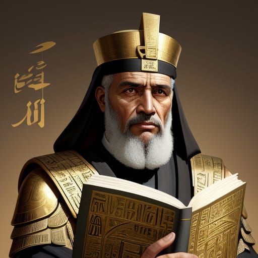 Egyptian Priest with Book of the Dead, Digital Art