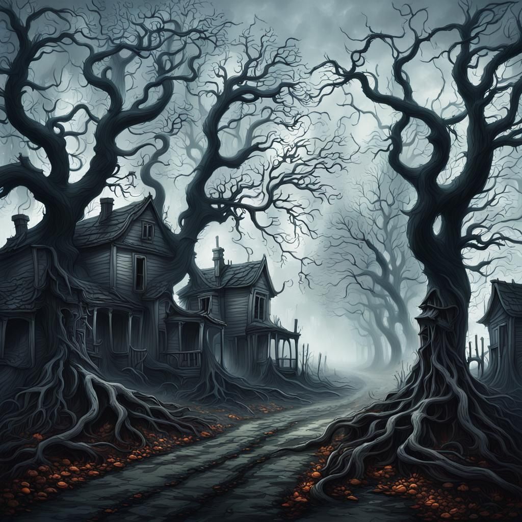 Eerie Halloween Landscape Concept Art