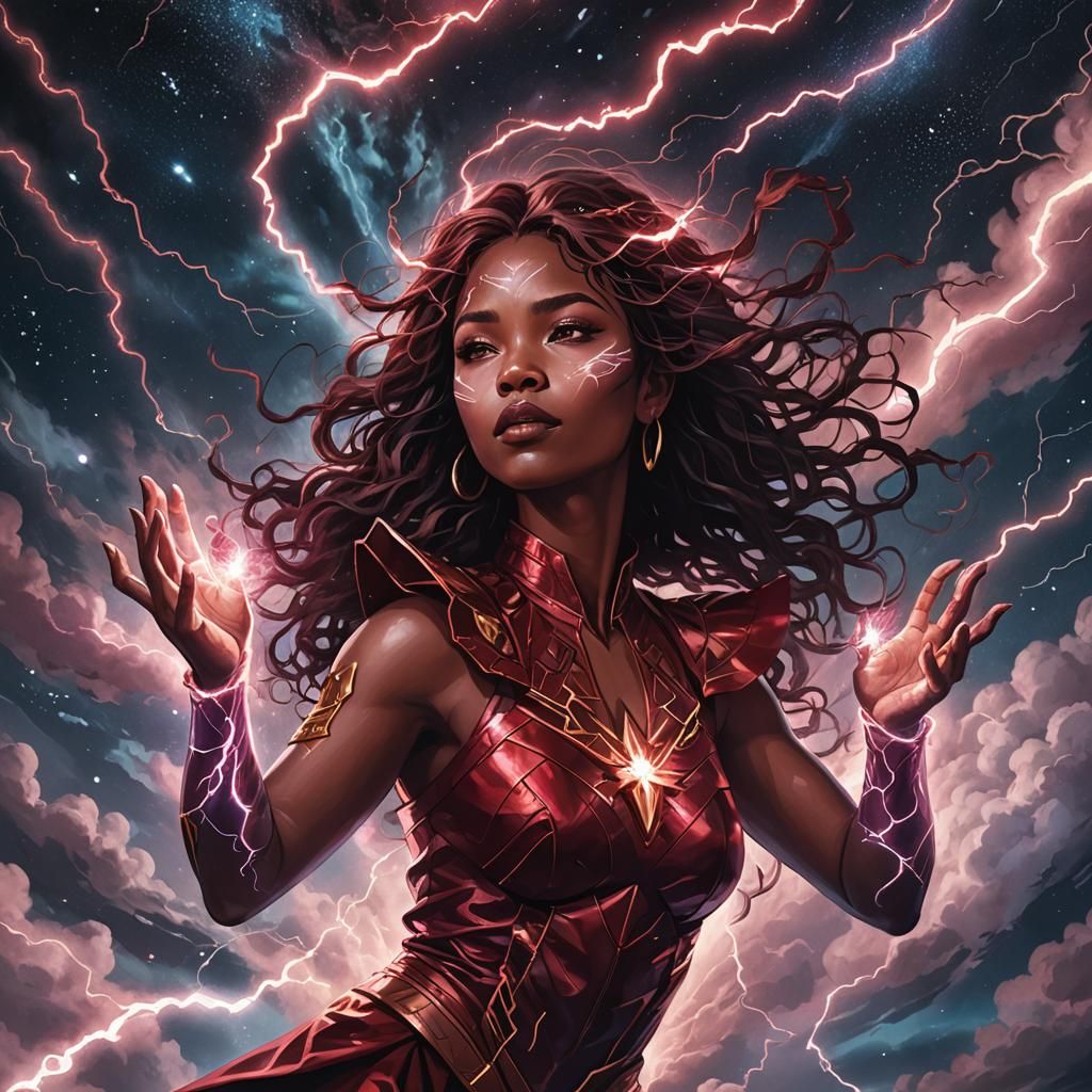 Oya in the Night Sky: Holographic Astral Illustration