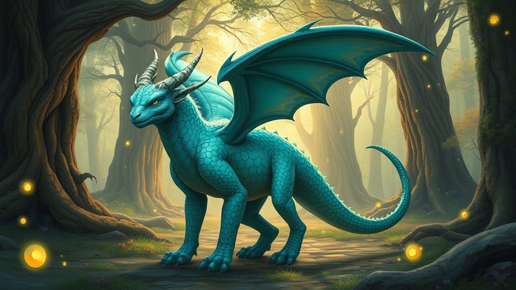 Majestic Fantasy Beast in Lush Forest