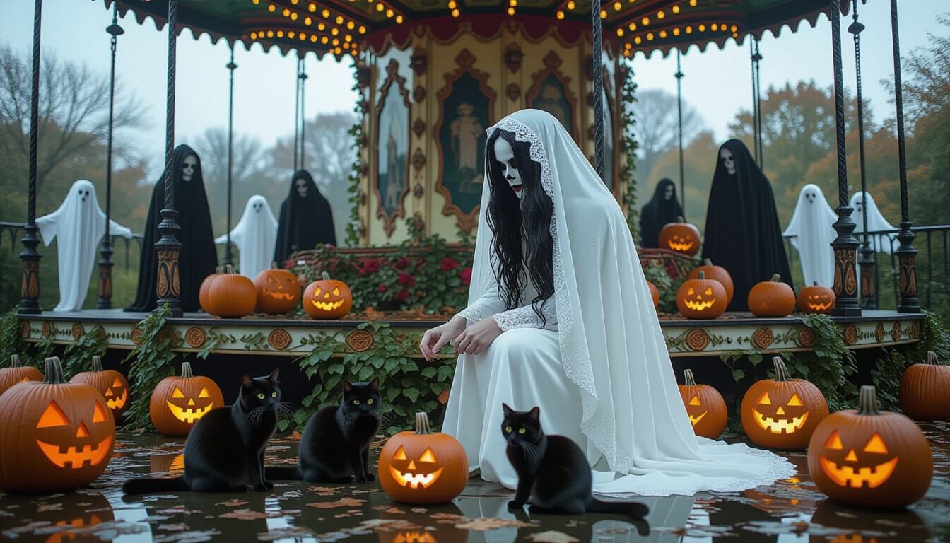 Haunted Carousel with Supernatural Beings in Abandoned Luna ...