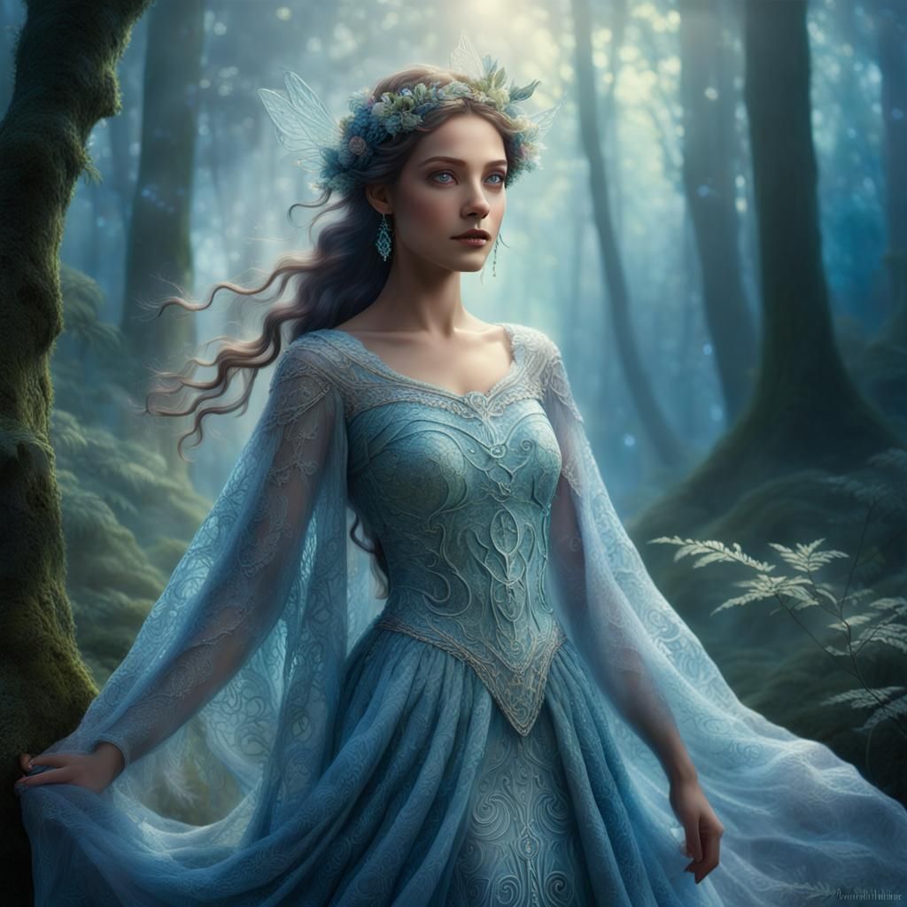 Ethereal Fantasy Femme in Whimsical Forest Style