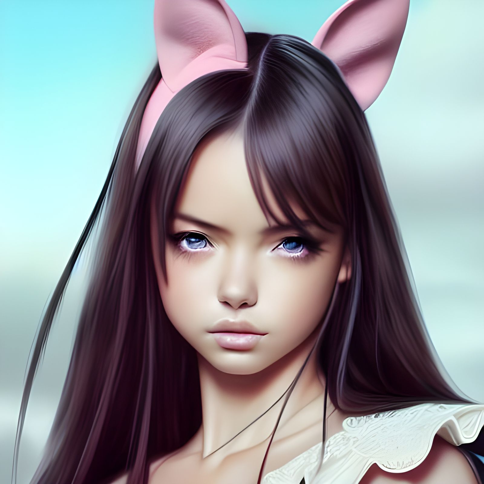 Anime Schoolgirl with Fox Features in Digital Art Style