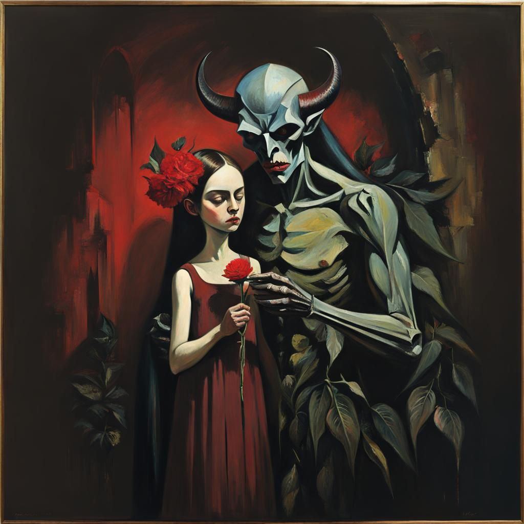 Demon Gift: Flower Presentation in Mixed Media Style