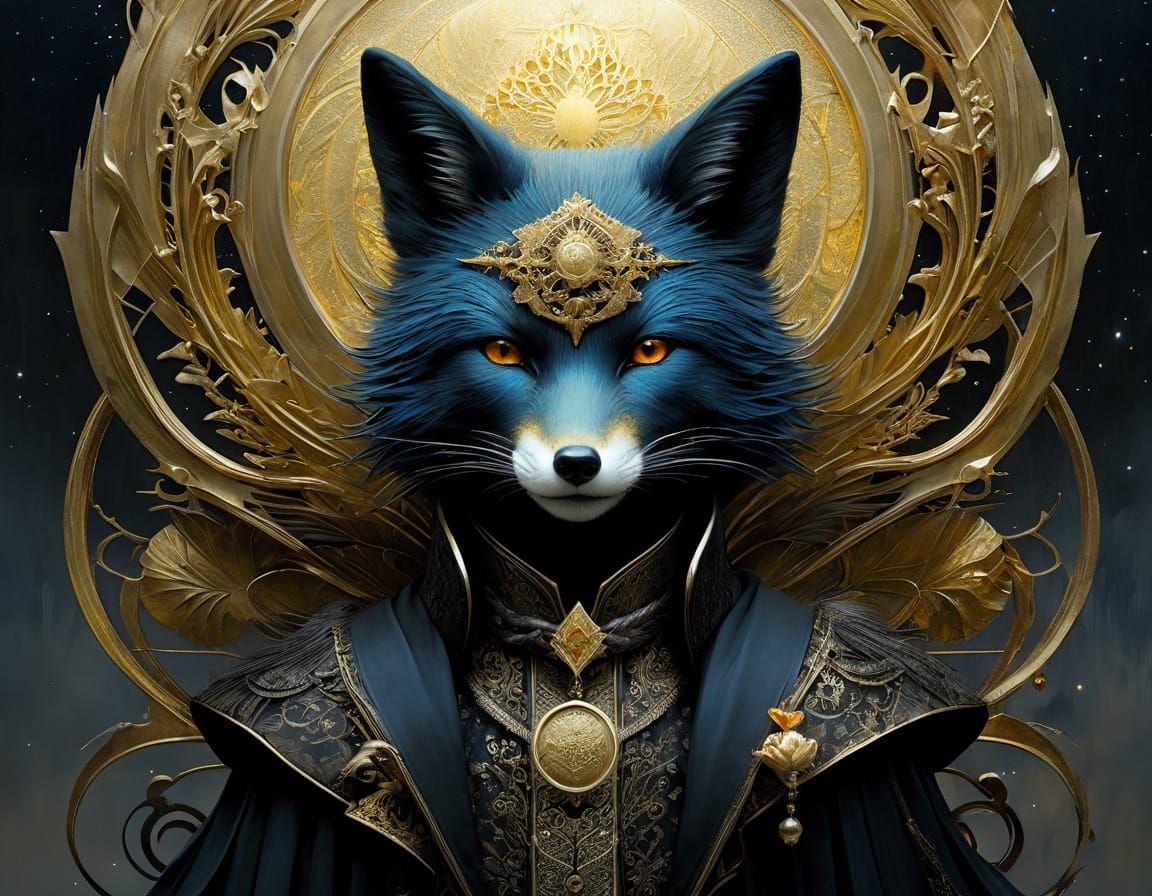 Intricate Fox Portrait in Detailed Art Style