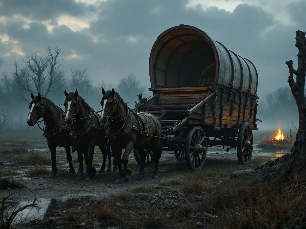 D&D scene - Covered wagon camp