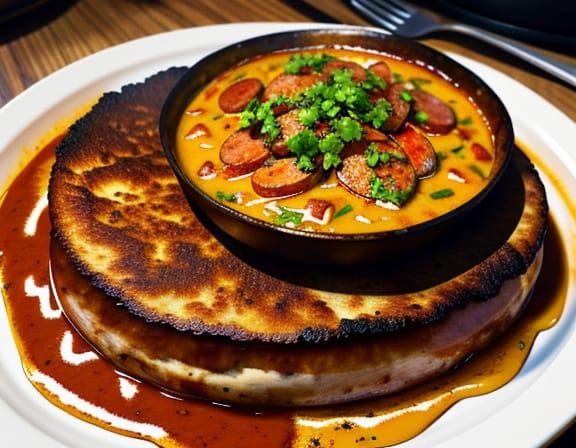 Hot Plate of Kielbasa in Oil Painting Style