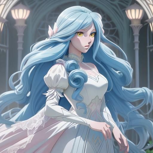 Angelic Girl in Misty Garden: Anime Style