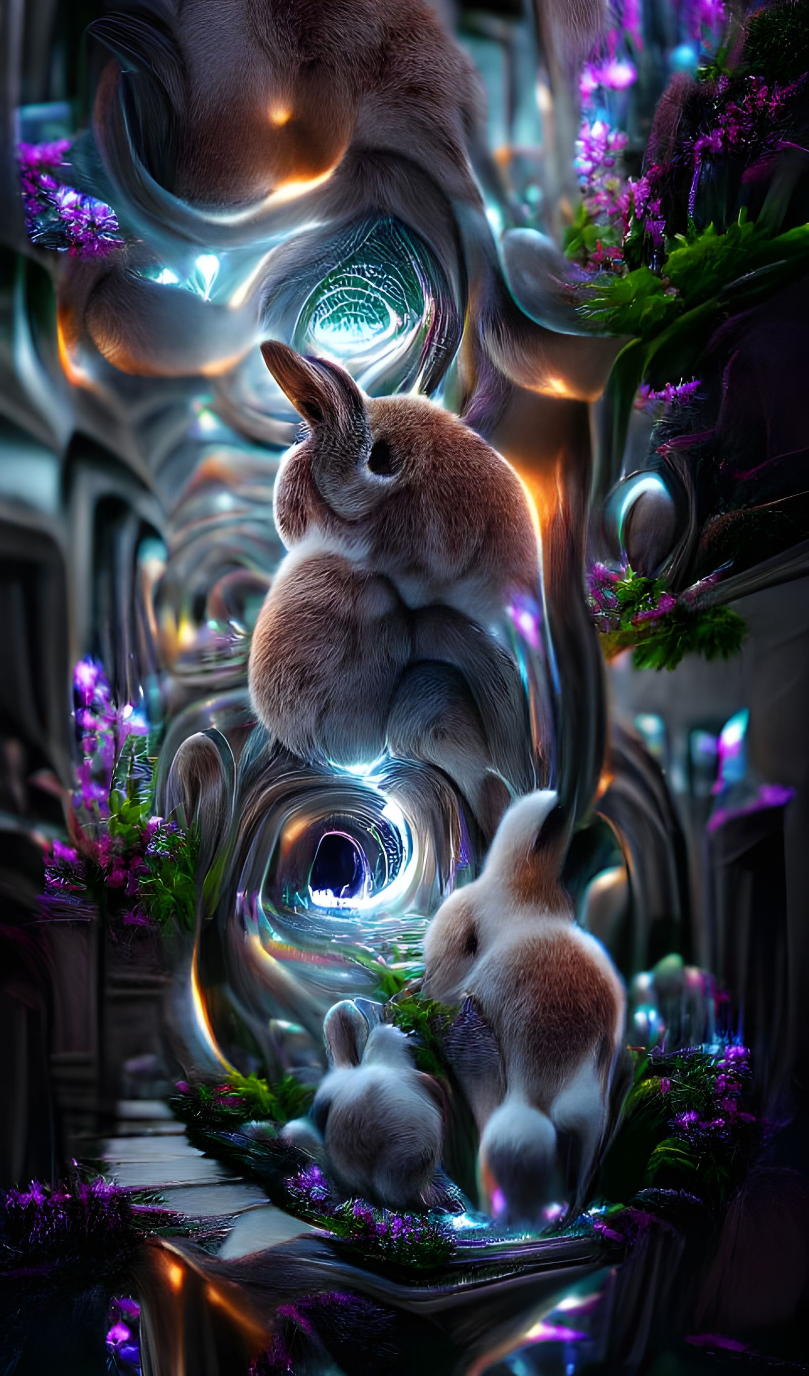Bunny Dimension Portal with Hyperrealistic Rabbit