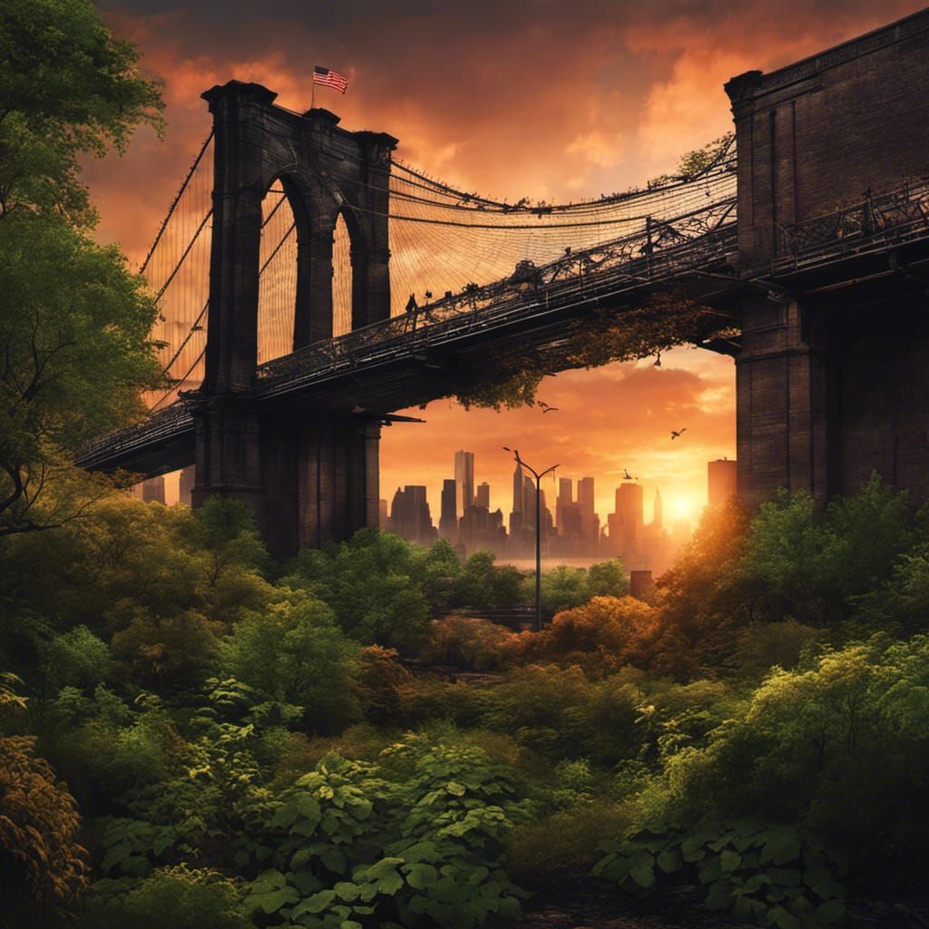 Post-Apocalyptic Brooklyn Bridge in Eldritch Style