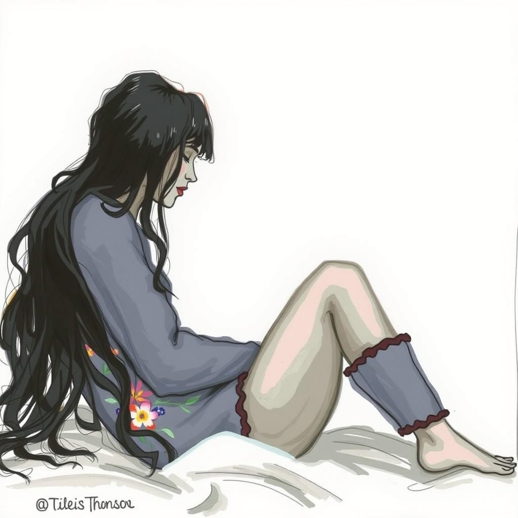 Tropical Woman with Coconut in Vibrant Artistic Style