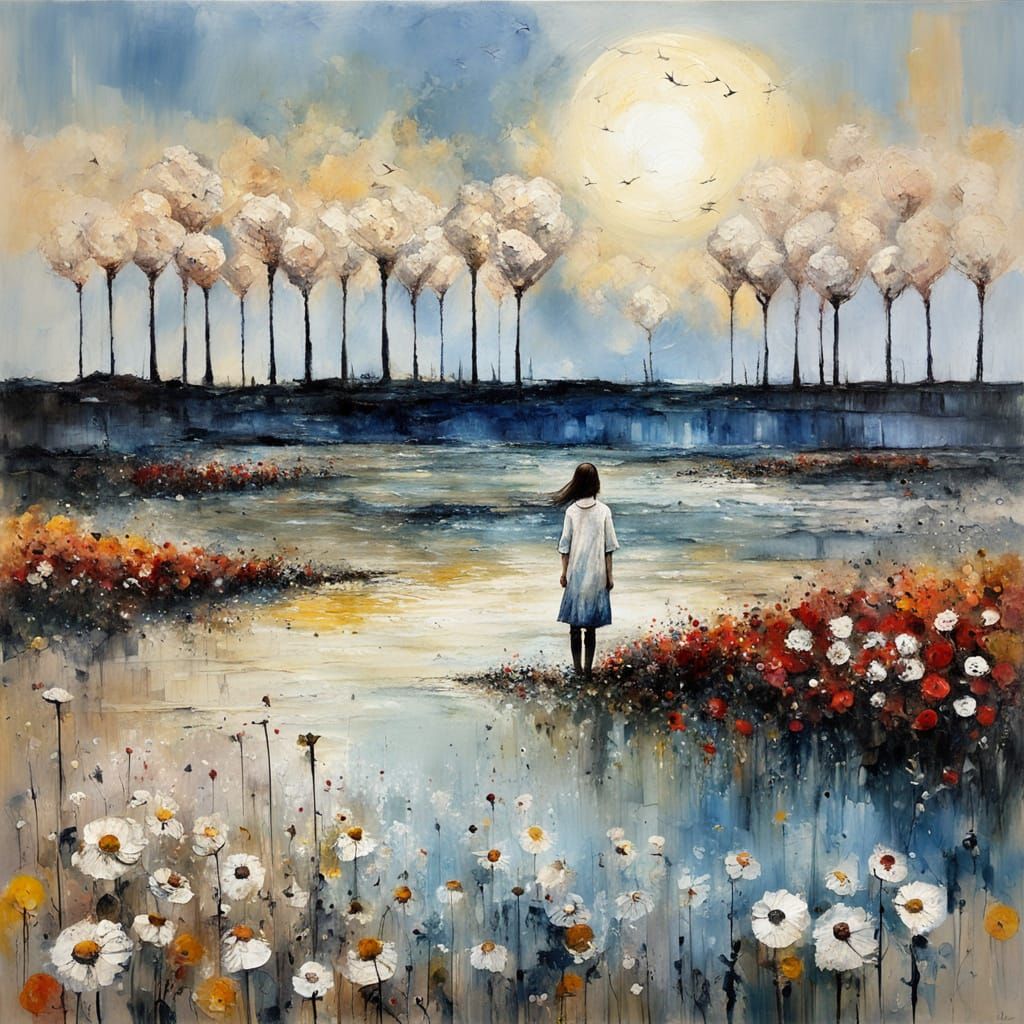 Abstract Expressionist Painting in Summer Colors