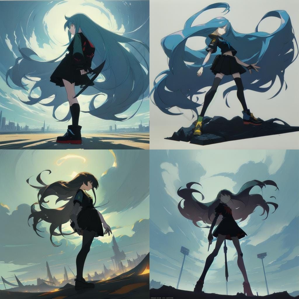 Teenage Girl Full Body Anime Sketch