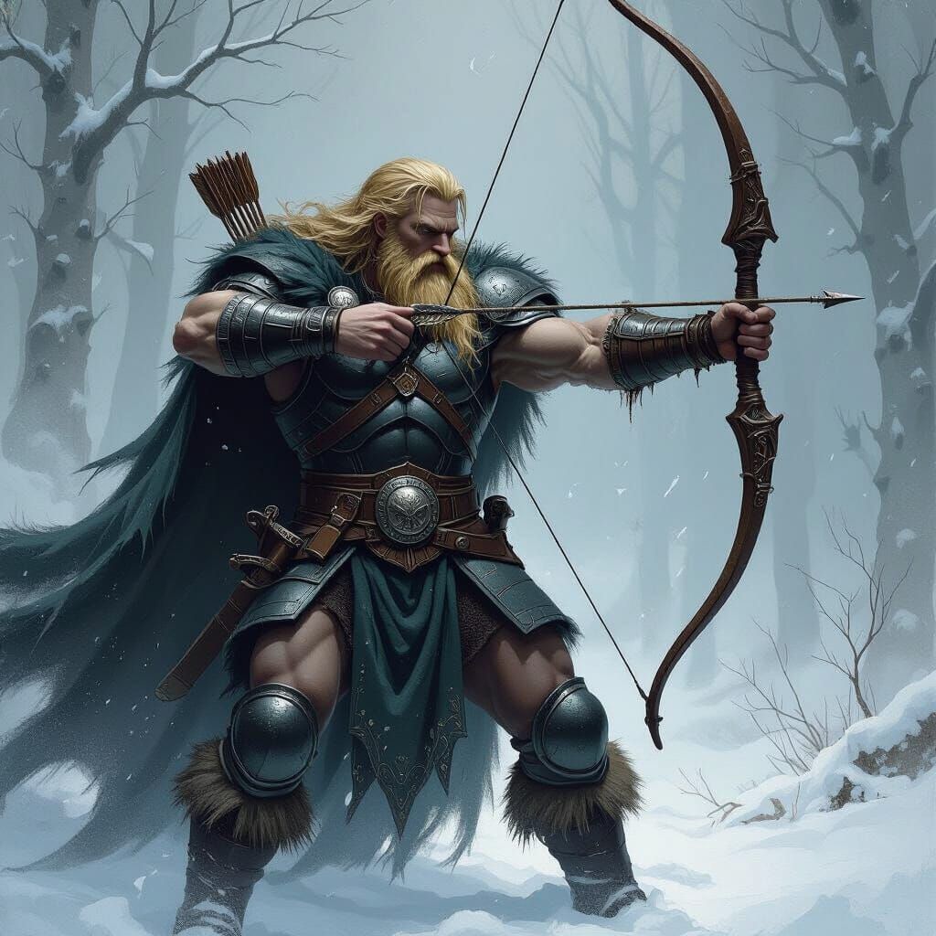 Höðr, Blind God of Winter Shadows in Fantasy Art