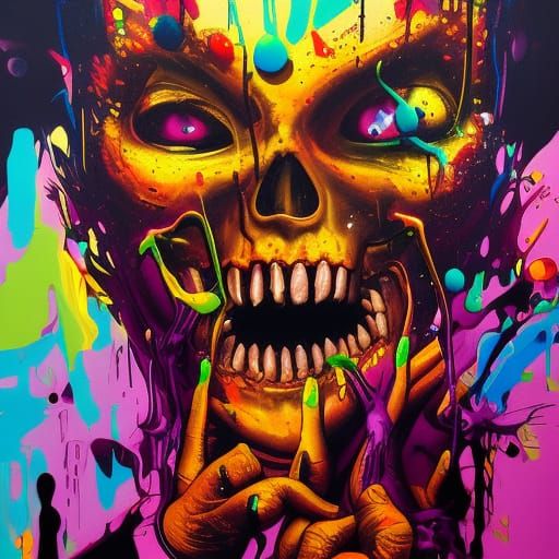 Colorful Halloween Graffiti Street Art