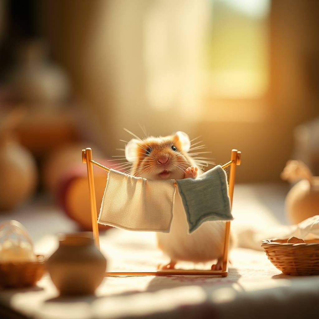 Hamster Does Laundry: Natural Light Professional Photography