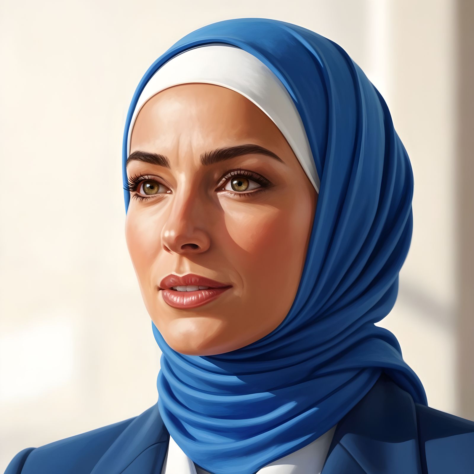 Confident Hijabi Business Woman Portrait Painting