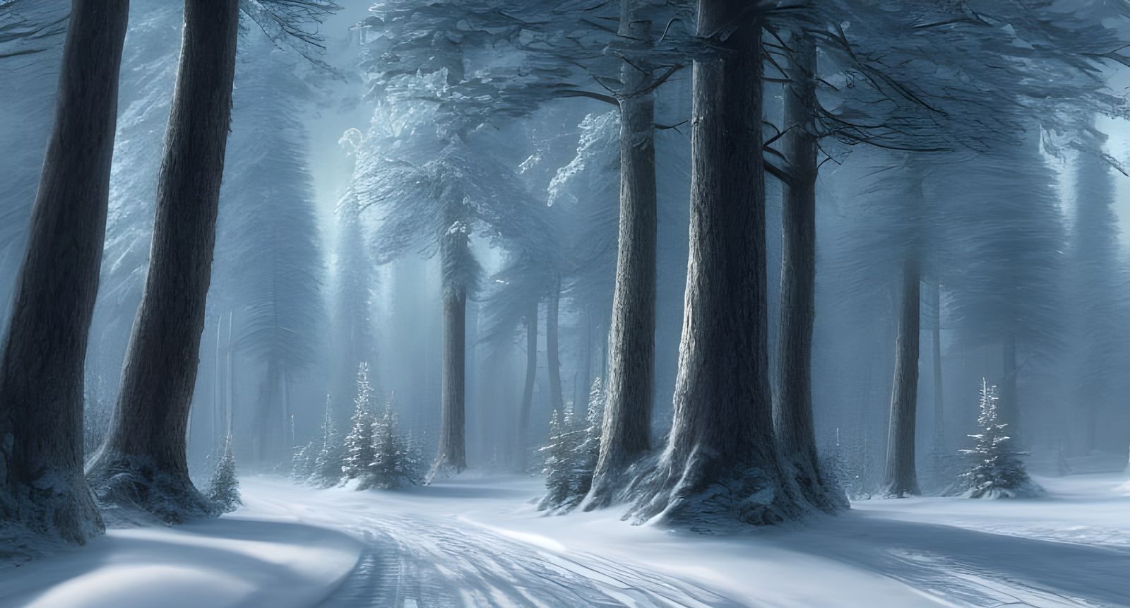 Detailed Winter Forest Landscape in Hyper-Realistic Style