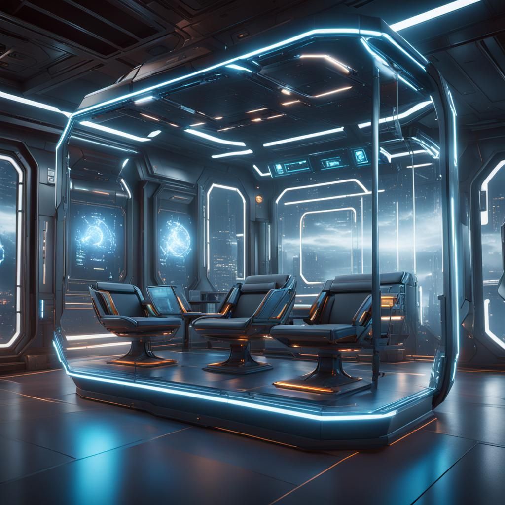 Futuristic Teleportation Pods in 3D Game Style