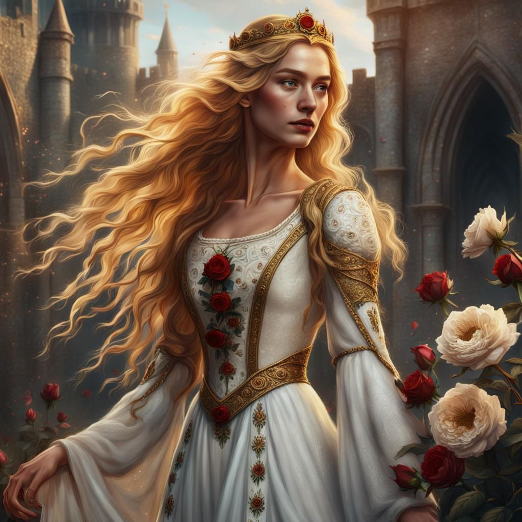 Medieval Princess with Roses: Fantasy Concept Art