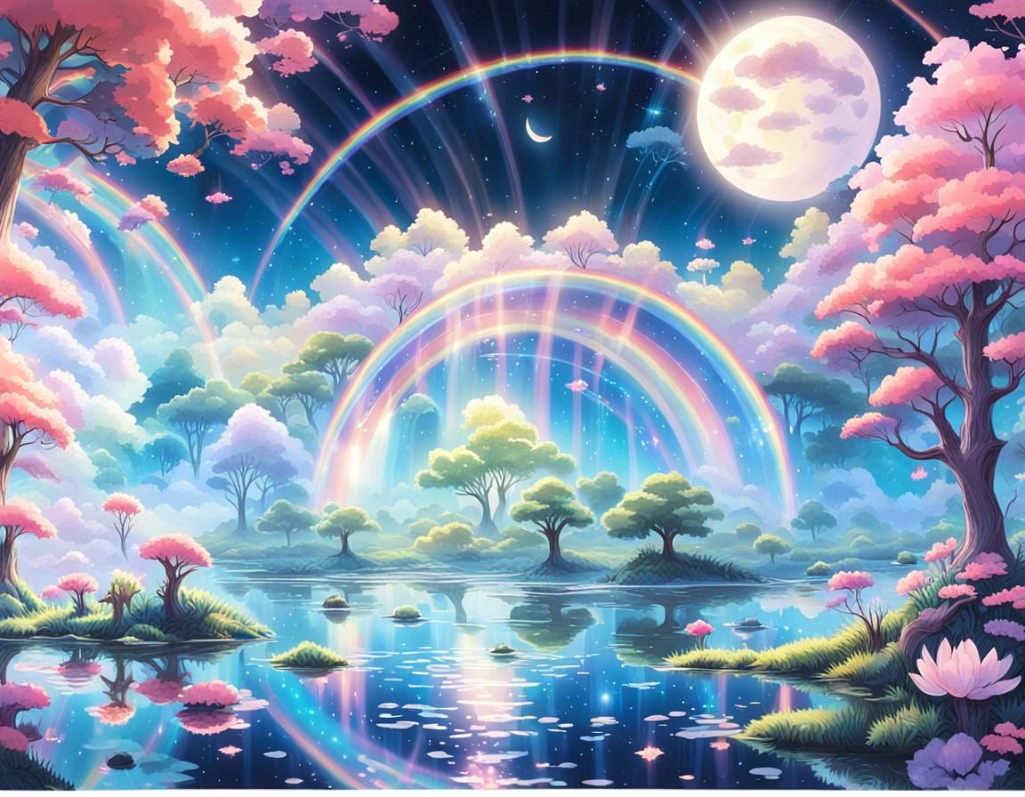 Magical Fantasy Landscape with Bioluminescent Flora