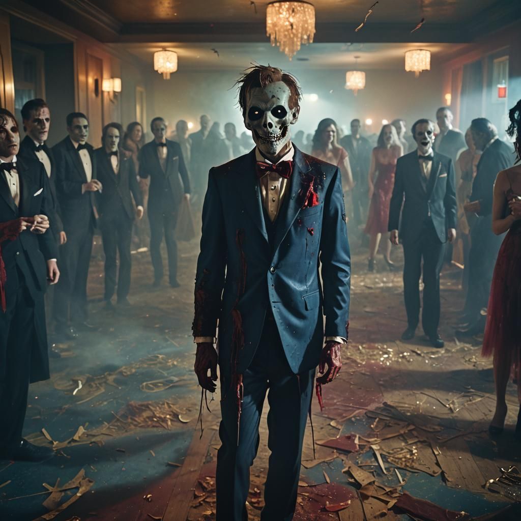 Undead Party Chaos in Horror Film Still