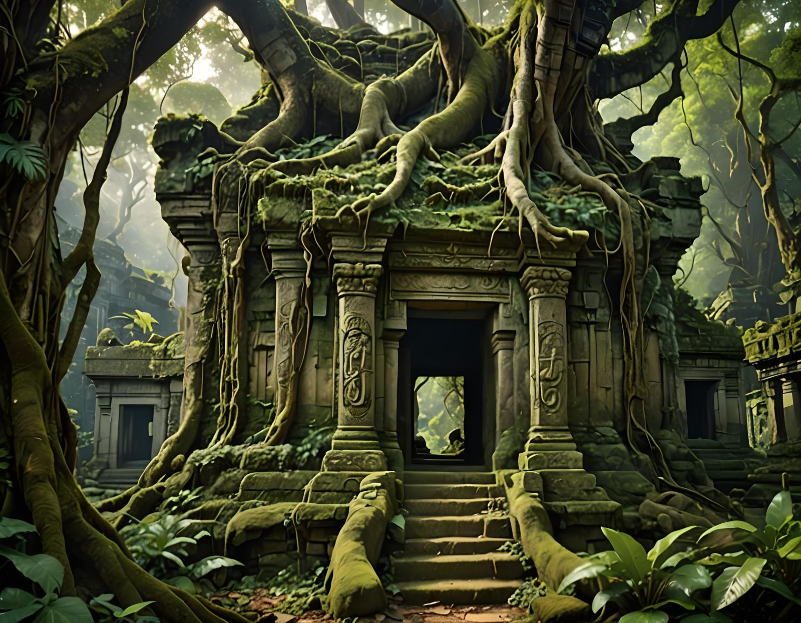 Jungle Temple Reclaimed by Nature