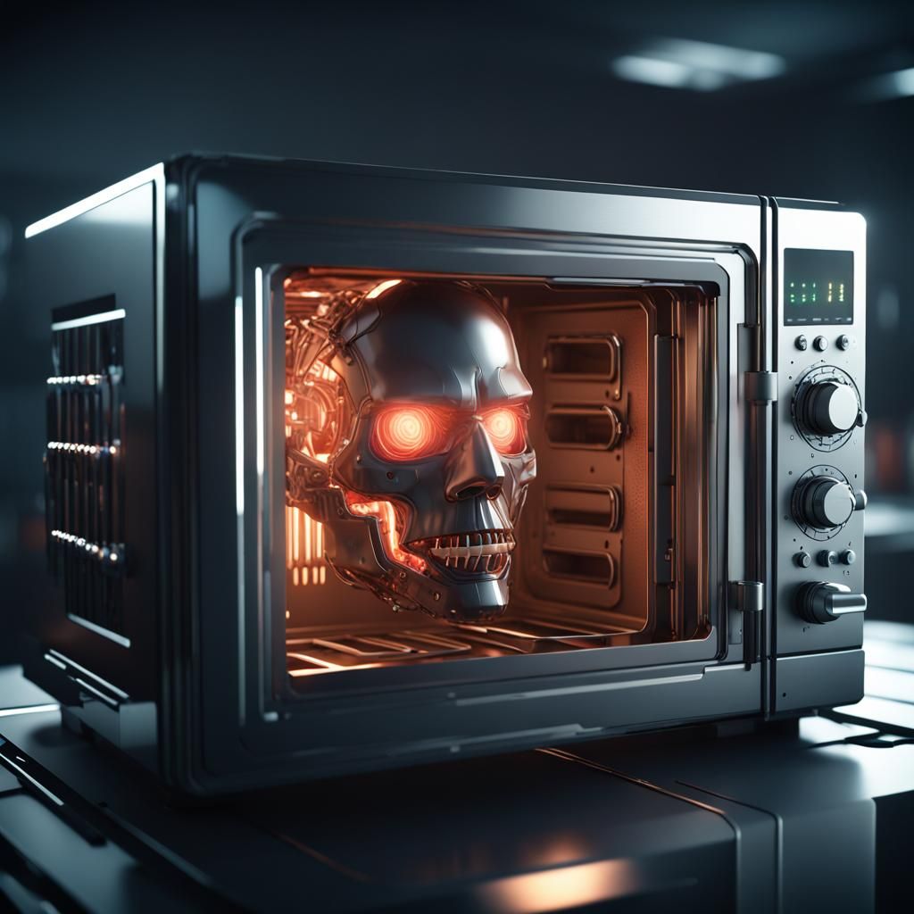 Futuristic Microwave Cooks a Head in Sci-Fi Scene