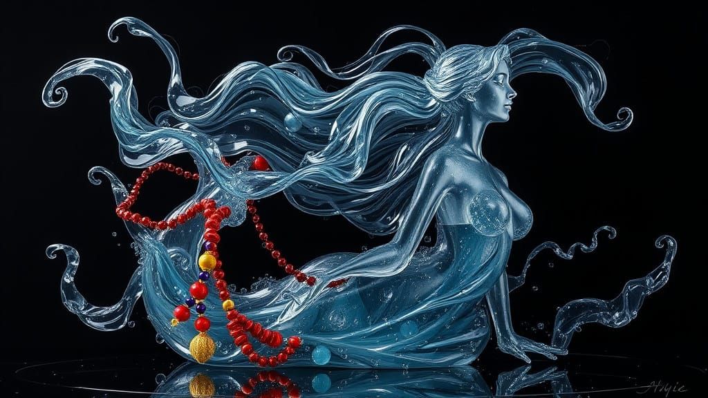 Ethereal Glass Nymph in Celestial Harmony