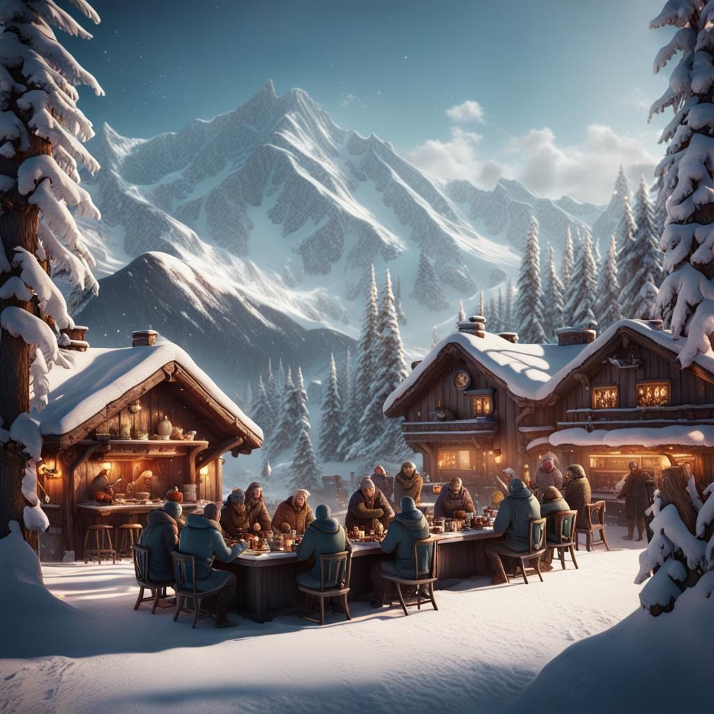 People Drinking Hot Chocolate: Detailed Fantasy Art