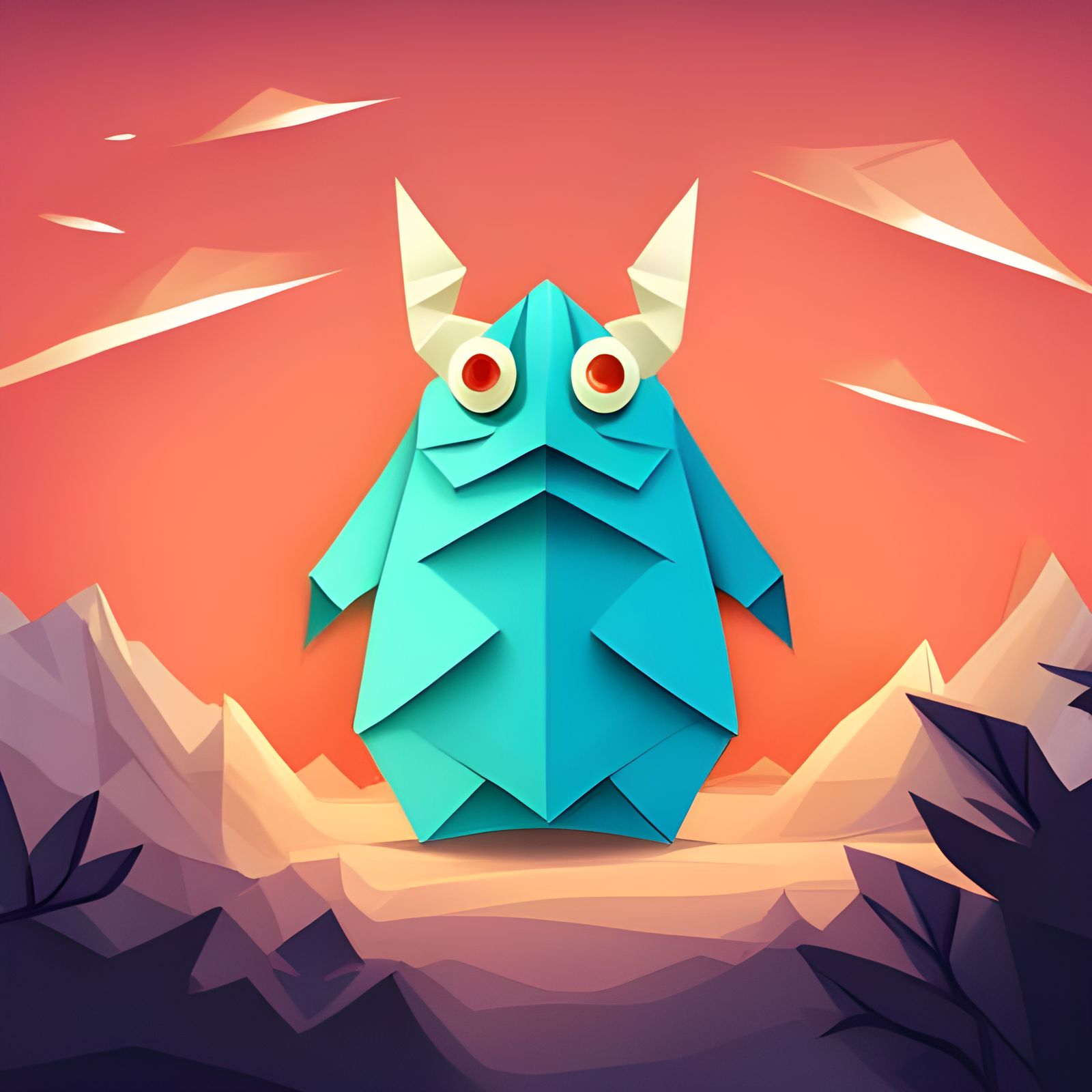 Monster Origami with Stunning Background