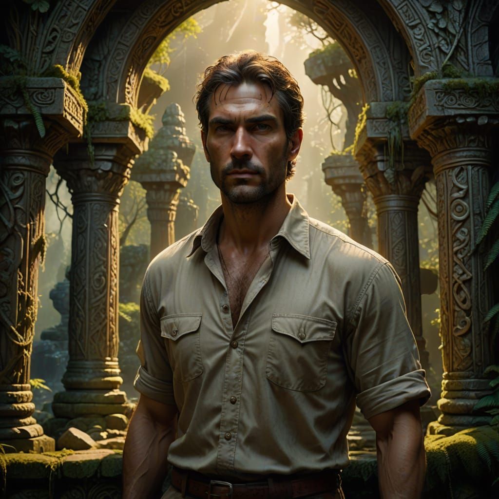 Explorer at Crystal Cave Temple Entrance