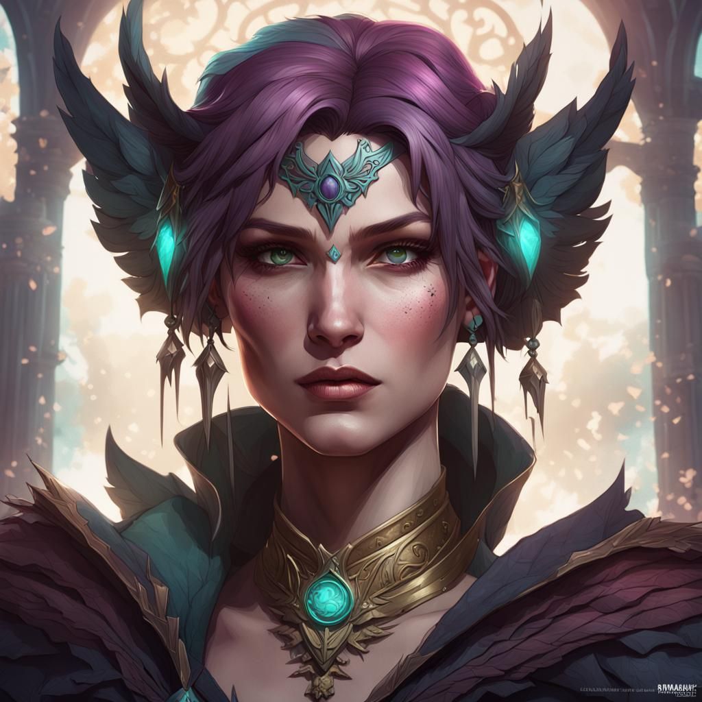 The Morrigan Portrait in Hyperdetailed Digital Art